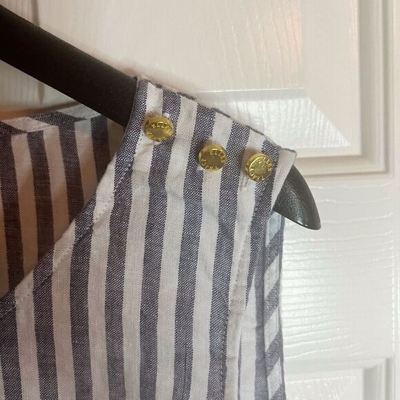 Ellen Tracy Womens Sleeveless Striped Button Linen Nautical Top Size Medium‎ - Picture 3 of 8